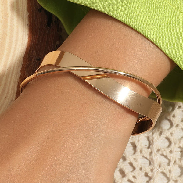 Gold Cuff Bracelet for Women - Minimalist Open Cuff Jewelry