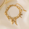 Gold Charm Bracelet for Women - Layered Heart & Star Design