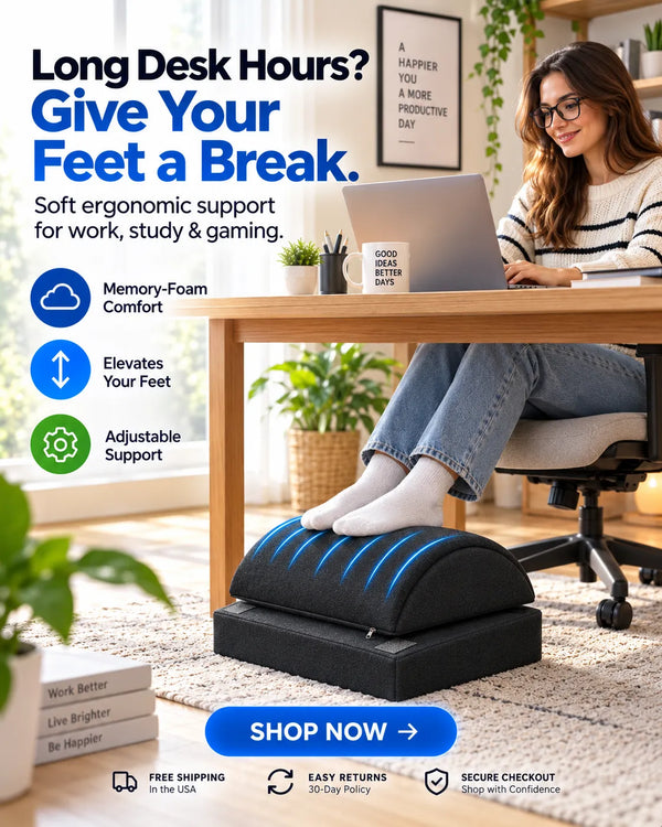 Ergonomic Adjustable Memory Foam Footrest Pillow